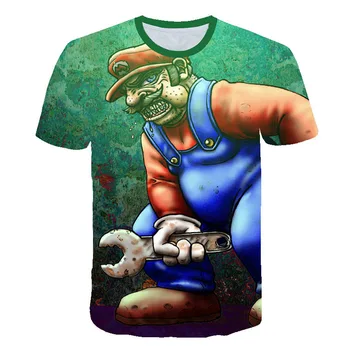 2019 Vasaros Mados vaiko marškinėliai Vaistai ir piktžolių marškinėliai Animaciją Super Mario 3D Spausdinimo Mens Moteriški t shirts
