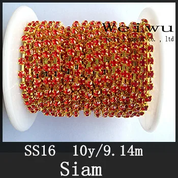 SS16 3.8-4.0 mm 10 Metrų Taurės Grandinės Siam Siūti Masės kalnų krištolas Grandinės Aukso Bazės