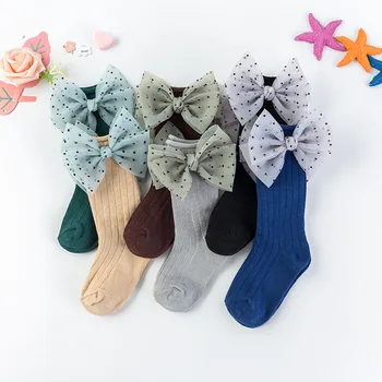 Kūdikių mergaičių kojinės kojinės vaikams lankas kelio aukštas, ilgas vamzdis kojinių sokken princesė kūdikiams, kūdikių kojinės calcetines Kojų Šilčiau