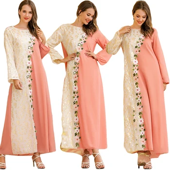 Dubajus Abaja Gėlių Siuvinėjimas Maxi Suknelė Musulmonų Moterys Seniai Šalis Suknelė Marokas Kaftan Kokteilio Apdaras Caftan Ramadanas Islamo Jilbab