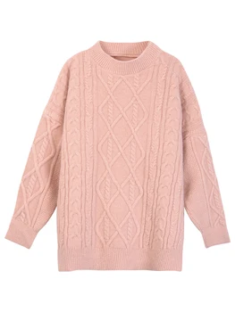 Rudenį ir žiemą naujas korėjiečių versija prarasti storas megztinis dėvėti moterų tingus vėjas puloveris Honkongo stiliaus megztinis