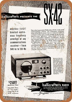 8x12 cm Aliuminio Metalo Ženklas - 1946 Hallicrafters SX-42 Radijo Imtuvas - Derliaus Išvaizdą