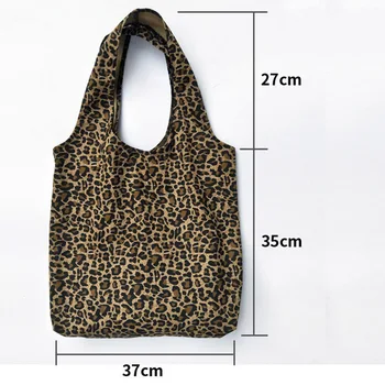 Leopard Drobės Nešti Pirkinių Krepšys Moterims 2021 Medvilninio Audinio, Ponios Didelės Talpos Pečių Maišą Lankstymo Daugkartinio naudojimo Shopper Rankinė