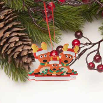 Asmeninį Elnių Šeimos Kalėdų Eglutės Ornamentu 2020 - Mielas Elnias Blizgučiai Santa Hat Nekilnojamojo Bell Tradicija Dovana Grand-Vaikas