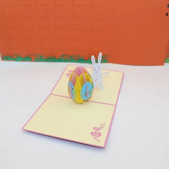 3D Rankų darbo Drožyba Rožinė Padengti Animacinių filmų Triušis Spalvingas Velykų Kiaušinių, Popieriaus, Atvirukai Atvirukas Vaikai, Draugai, Kūrybos Dovana