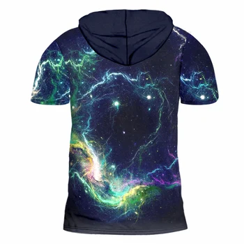 UJWI 2018 Naujas Hoodies T-shirt Vyrams Marškinėliai Galaxy Kosmoso 3D Spausdinimo Harajuku Hip-Hop Gobtuvu Marškinėlius Unisex Prekės ženklo Drabužių 7XL