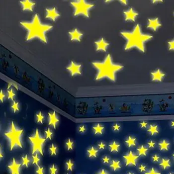 100PC Vaikų, Miegamojo, Fluorescencinis Švytėjimas Tamsoje Žvaigždžių Sienų Lipdukai Pleistras 