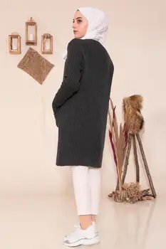 Moterų Mados Long Cardigan Medvilnė, Spalva, Modelis Vasaros Žiemos Trikotažas Marškinėliai Musulmonų Turkija 2020 m., Pilkos spalvos Mygtuką, Ilgas Megztinis