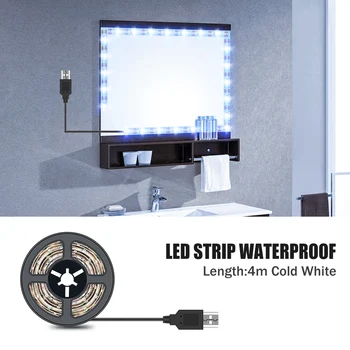 LED Prabangi Stalo Lempa Veidrodėlio Lemputė 0.5 1 2 3 4 5 M Holivudo 5V Vandeniui Dekoro Lempa USB Kambarys Makiažas Lempa Lanksti Grožio Šviesos