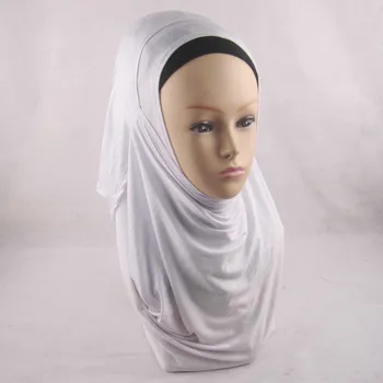 (12 vnt/lot), musulmonas, Paslysta ant dviejų kilpų Skara galvos dėvėti hijab momentinių šalikas amira hijab šalikai JLS128