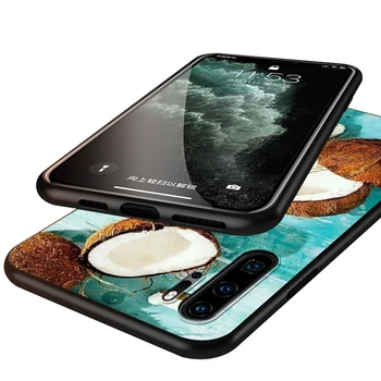 Vasaros kietas kokoso Silikoninis Telefono dėklas, skirtas Huawei 30 P20 P40 Lite E Pro P Smart Z Plius 2019 P9 P10 Lite Juodo Dangtelio