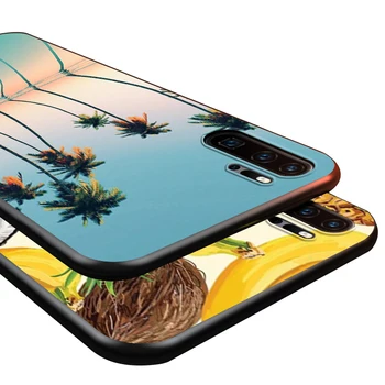 Vasaros kietas kokoso Silikoninis Telefono dėklas, skirtas Huawei 30 P20 P40 Lite E Pro P Smart Z Plius 2019 P9 P10 Lite Juodo Dangtelio