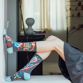 Harajuku Derliaus Streetwear Moterų Kojinės Japonų Animacinių filmų Stiliaus Mielas Ilgas Kojines Medvilnės Kvėpuojantis Hip-Hop Riedlentė Įgulos Kojinės