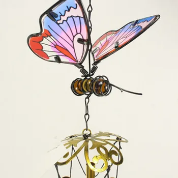Populiarus geležies vėjo varpelių kabinti kūrybos stiklo pakabukas 3D drugelis baldų apdailos amatų dovana