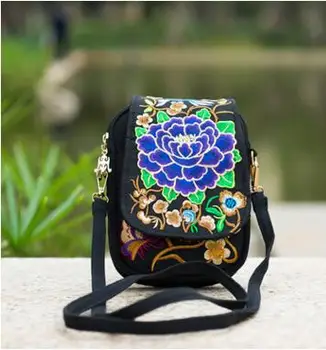 Karšto Nacionalinės Mados Siuvinėjimo Moterų Mažas Atvartu krepšiai!Gražus Gėlių aplikacija Lady Peties&Crossbody krepšiai Viršuje Drobės Laisvalaikio krepšys