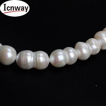 Natūralių A cucurbit baltos spalvos Gėlavandenių Perlų 11-15mm 15inches 