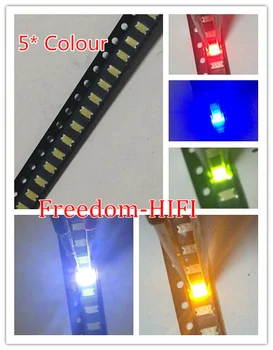 5Valuesx1000pcs =5000 SMD 1206 LED Balta, Raudona, Žalia,Mėlyna,Geltona Ultra Ryškūs SMD LED Diodų rinkinys 1206 R/G/B/W/M.