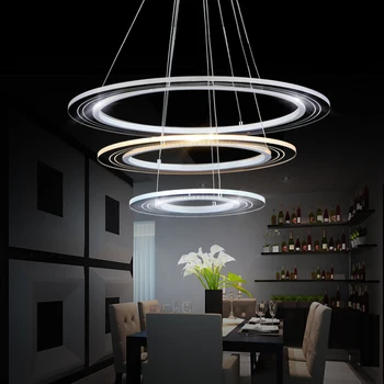 Šiuolaikinės pakabukas žiburiai kambarį valgomasis Ratas Žiedai akrilo kūno LED lubų Lempos šviestuvai