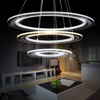 Šiuolaikinės pakabukas žiburiai kambarį valgomasis Ratas Žiedai akrilo kūno LED lubų Lempos šviestuvai