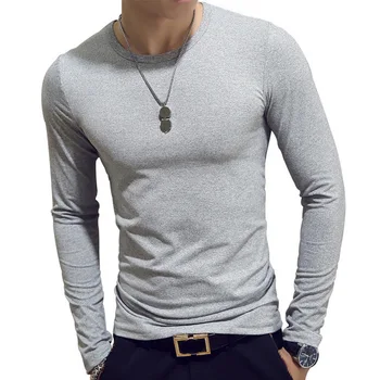 2020 m. Rudenį Vyrų ilgas Rankovėmis marškinėliai Mados Prekės ženklo Desiger O-Neck T Shirt Slim vyrų Atsitiktinis kieta Apranga vyrams Viršūnes& 2019
