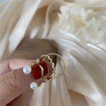 Dizaino Retro Tiktų Mažas Žiedas Pearl Žiedai Moterų Ponios Mados Rodomojo Piršto Žiedą