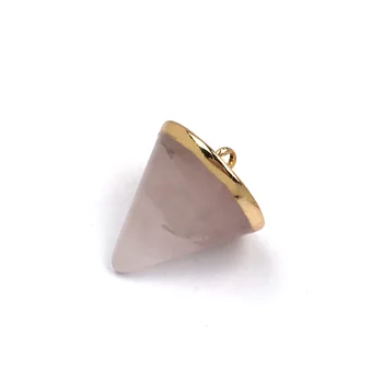 Kūgio Natūralaus akmens Karolius, Multi Blizgus Piramidės Gydymo Reiki Rožinis Kvarcas Crystal Aukso Smėlis, Akmenys Moterų Papuošalai 20x24mm