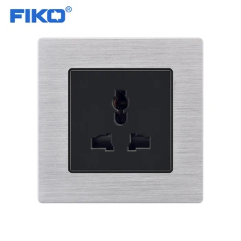 FIKO 13A 3 pin Universal UK standartas sieninis elektros lizdas , 86mm*86mm šeimos viešbutis, Sidabro Aliuminio Lydinio lizdas skydelyje