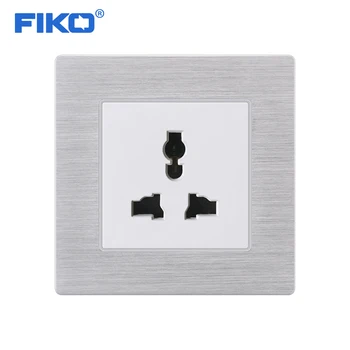 FIKO 13A 3 pin Universal UK standartas sieninis elektros lizdas , 86mm*86mm šeimos viešbutis, Sidabro Aliuminio Lydinio lizdas skydelyje