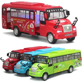 Hx 1:32 turizmo autobusų miesto autobusų Metalo Lydinio Diecast Žaislas Automobilio Modelio Miniatiūra Masto Modelio Garso ir Šviesos Emuliacija Elektrinis Automobilis