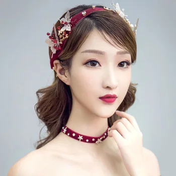 Drugelis Karoliai Suknelė Plaukų Aksesuaras 2020 Moterims Gėlių Rankinis Vestuvių Kutais Kinijos Šukuosena Lady Nuotaka Kutas Priedai