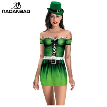NADANBAO St. Patrick ' s Day Spausdinti Trumpą Suknelę Mados Seksualus Slim Moterų Drabužiai be Rankovių Suknelė Airijos Festivalis Trumpą Suknelę