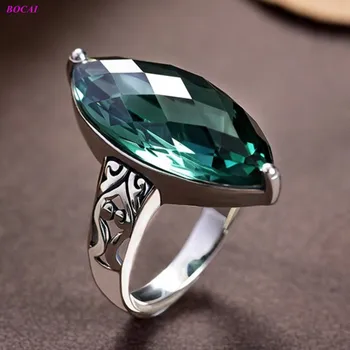 BOCAI S925 sterlingas Sidabro žiedai Green crystal 