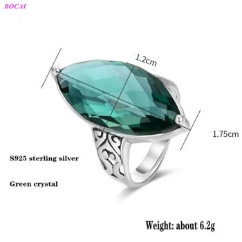 BOCAI S925 sterlingas Sidabro žiedai Green crystal 