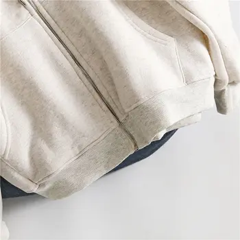 Zip-up Hoodie Moterų Prarasti Plius Aksomo palaidinukė Kišenės Laišką Atsitiktinis Negabaritinių Harajuku Streetwear Moterų viršūnių drabužius Madinga