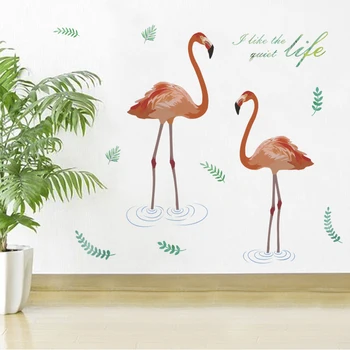 Kūrybos Tropinių Medžių, Lapų, Gėlių Drugelis Flamingo Sienų Lipdukai 
