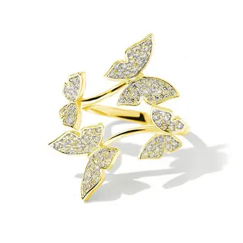 Naujų 2020 m. Moteris Openning Žiedai Drugelis Balto Aukso/Geltona Aukso/rožinė Aukso Spalvos Sparnai Žiedas Moterims, Madingų Papuošalų Žiedai