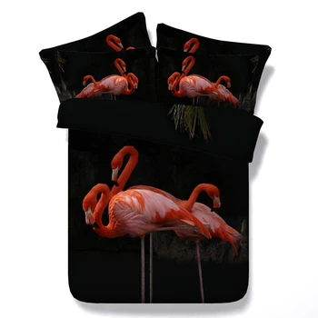 Flamingo Patalynės komplektai 3D lova padengti lakštai antklodė antklodžių užvalkalus lovatiesė drobulė bedset Kalifornijos Karalius ir Karalienė dydžio, visiškai twin 4pcs