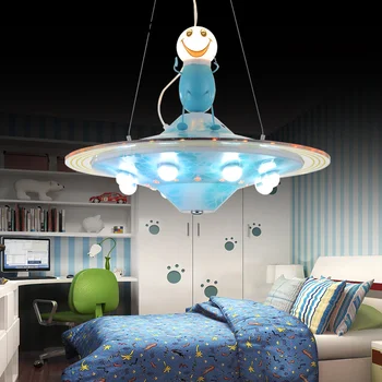 Animacinių filmų mėlyna LED UFO liustra vaikų kambarį berniukas, miegamasis, studijų kambaryje Viduržemio jūros paprastas geležies Liustra nemokamas pristatymas
