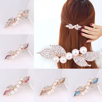 Karšto pardavimo elegantiškas ir saldus spalvingas Perlų Kristalų drugelio formos Plaukų Clips Žiburių Mados Mergaičių, Moterų Plaukų Aksesuarai