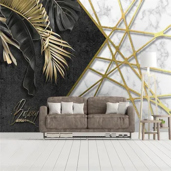 Milofi dydis užsakymą 3D spausdinimo tapetai, freskos modernus minimalistinio ranka-dažytos geometrinės linijos tropinių augalų sienos fone