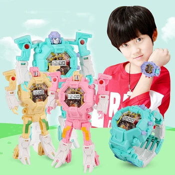 4 Spalvų Transformacijos Vaikai Elektroninių Robotas Gali būti deformuotas Žiūrėti Žaislas Deformacijos Cartoon Sporto Žiūrėti Žaislai Vaikams Berniukams