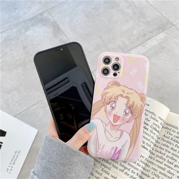 Mielas Sailor Moon Telefono dėklas skirtas iPhone 12 mini 11 12 Pro Max 7 8 plus X XS Max XR Minkštas Atvejais Mielas Gilrs Padengti Silikono Funda