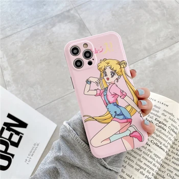 Mielas Sailor Moon Telefono dėklas skirtas iPhone 12 mini 11 12 Pro Max 7 8 plus X XS Max XR Minkštas Atvejais Mielas Gilrs Padengti Silikono Funda