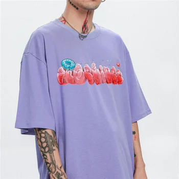 LINDSEY SEADER Marškinėliai Hip-Hop Harajuku Streetwear Raides, Print T-Shirt Vyrai Medvilnės Atsitiktinis Vasaros trumpomis Rankovėmis Marškinėlius Viršūnes Tees