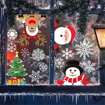 300PCS Kalėdiniai Langų Lipdukai Snaigės Langą tvirtai laikosi Lipdukai Kalėdų Senelio Elnių Snaigės Ir Snowmen