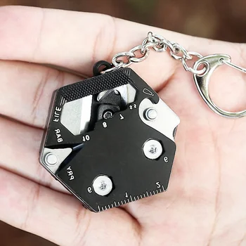12 in1 EDC Mini Pocket Lauko Daugiafunkcį Sriegimo Įrankį Keychain Pakabukas Sulankstomas Peilis Išgyvenimo savigynos Priemonės multitool