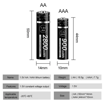 PALO 1,5 V Įkraunamas Akumuliatorius AA AAA tipo Įkraunamas Baterijas, Ličio, Žibintuvėlis vaizdo Kameros Anti-nuleisti Didelės Talpos Batteria