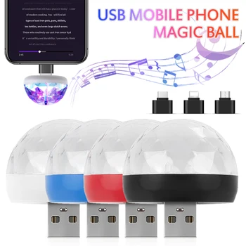 Mini USB Led Automobilių Disco Scenos Šviesos Nešiojamų Šeimai Šalis Magija Kamuolys Spalvinga Automobilių Šviesos Klubas Etapo Poveikį Lempos Mobilaus Telefono