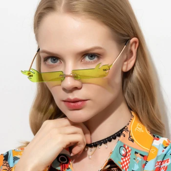 Naujos mados flame akiniai nuo saulės moterų 2020 m. retro stačiakampio vandenyno objektyvas saulės akiniai vyrų derliaus metalo frameless atspalvių moterims