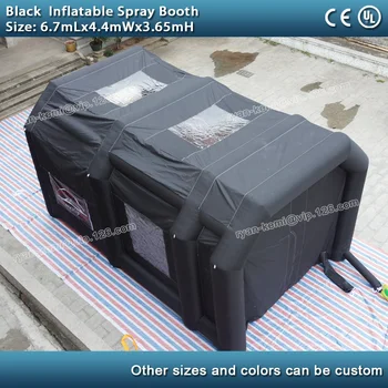 6.7mLx4.4mWx3.65mH juoda Pripučiami purškimo kabina Pripučiami automobilių dažai salono palapinė pripučiama garažas su langas su orpūte